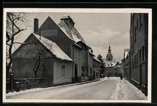 Zella-Mehlis i. Th., Ansichtskarte, Blick vom Stadt-Cafe zur Kirche 