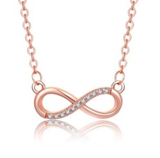 Halskette Unendlichkeit mit Zirkon Echt Sterling Silber 925 Geschenk Liebe