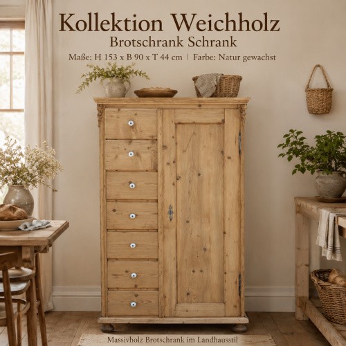 Massivholz brotschrank kiefer - brotschrank,