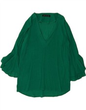 Zara Damen 3/4-Arm Bluse Oberteil UK 10 Small Grün CG08