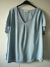5 Ambria Bluse T-Shirt Tunika Gr 46-50 hellblau weiße Mille-Fleur allover