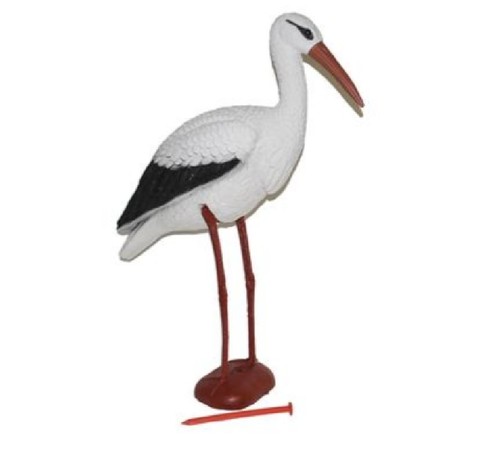 Storch mit gartenspieß - storch,