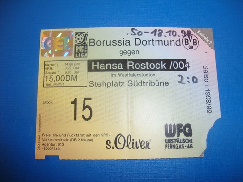 Ticket bvb dortmund - 98/99, fc