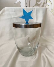 Bonboniere Glas-Dose Chrom-Deckel mit Stern LEONARDO ? Transparent Chrom Blau