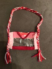 besondere Umhängetasche f. Puppen, rot/weiß/transparent,selbstgemacht, Unikat