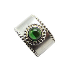 Breiter Silberring mit dunkelgrünem Turmalin – Statement & Romantik, Einzelstück