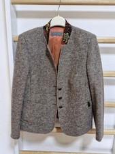 Jacke Trachten White Label Gr. 44 Grau, Stehkragen mit Blumen