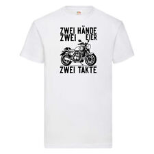 Zwei Hände | Zweitaktmotor | Motorrad | Moped | Biker T-Shirt Weiß
