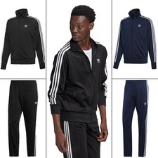 Adidas Herren Trainingsanzug Firebird Schwarz Top Und Hose Satz Reißverschluss