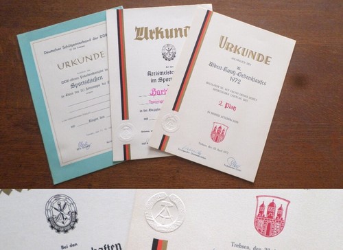 Ddr urkunden trebsen - ddr, 1972