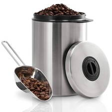 Kaffeedose Edelstahl 1kg + Schaufel Vorratsbehälter Aromadeckel Aromadose Kaffee