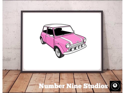 Mini cooper pink kunstdruck - mini,