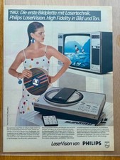 Philips LaserVision Bildplatte TV Original 1982 Vintage Ad Werbung Reklame