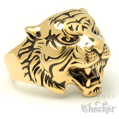 Tiger ring edelstahl silber - tiger,