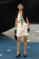 Chanel Runway Kleid 2008 Tweed Lesage Ecru Schwarz FR40 D38
