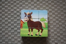 Würfelpuzzle Bauernhoftiere * Holzspielzeug * 9-teilig