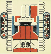 Blatt aus einem "Bummi"-Bastelbogen Traktor DDR - Replikat