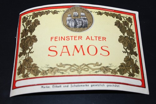 Uraltes weinetikett samos - weinetikett,