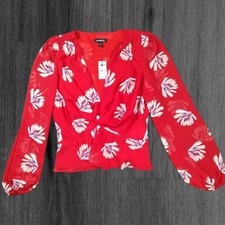 NEU Express Rote Langarm Bluse