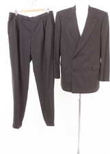 Brioni Lylvan Hees Herren Anzug 52 L Grau Zweireiher 100% Wolle Made in Italy