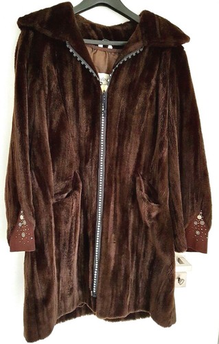 Damen web pelz mantel jacke - web,