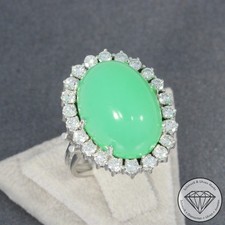 Wert 3900 € Brillant Chrysopras Ring 585 14 Karat Weiß Gold xxyy
