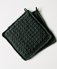 1 Paar Topflappen Untersetzer gehäkelt einfarbig uni dkl. grün