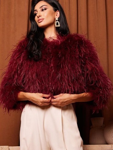 Fluffige straußenfeder jacke - fluffige,