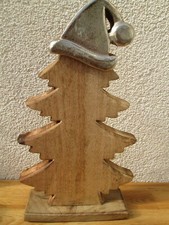 Tannenbaum aus Mangoholz mit Metall  / Silber Mütze Klein oder Groß Deko Wohnen 