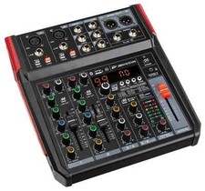 Mobil einsetzbares 4-Kanal Mischpult m. 6 Eingängen, Phantomspeisung & Bluetooth