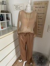Zara Damen Mädchen Jogger Pants Hose Kunstleder Braun Nougat Gr. XS eher S