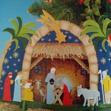 Stickvorlage, Kreuzstich  aus Handarbeitsheft, A5,  " Weihnachtskrippe - Stall "