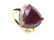 GJ69 * HARRY IVENS IV EDELSTEIN RING (21) SAMBIA RUBIN TRILLANT 925er SILBER/VG