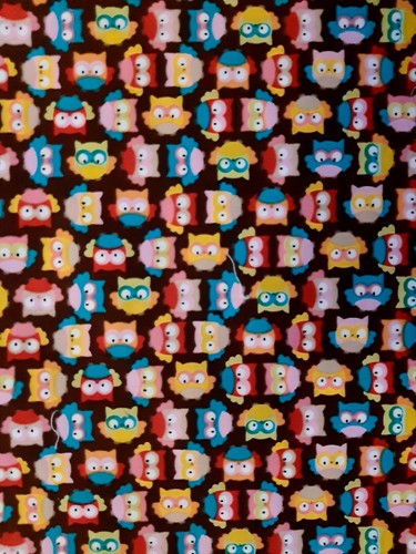 Baumwollstoff bunte eulen - baumwollstoff,