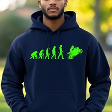 Evolution Of Man To Kawasaki Hoodie Ninja Motorrad bedruckter Pullover Geschenk Kapuze