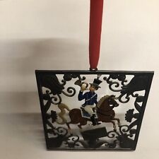 Zinn Figur Post Jagd Trompeter zu Pferd Fensterbild alt quadratisch