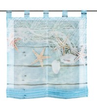 Digitaldruck Schlaufen Raffrollo 60/80/100/120x140 Maritim blau Rollo Meer Netz