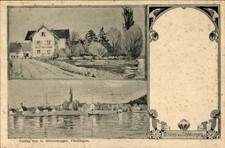Ak Uhldingen Mühlhofen am Bodensee, Haus am Wasser, Boote, Kirche,... - 4933873