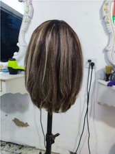 Dark Root Highlight Glatt 13x4 Lace Front Echthaar Perücke für Damen