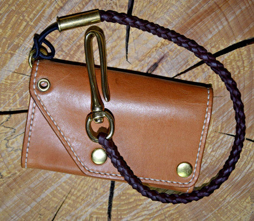Wallet chain leder messing - wallet,