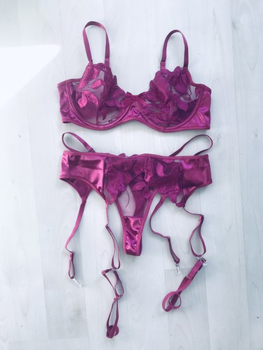 Satin dessous set - satin,
