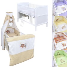 Babybett Kinderbett Juniorbett umbaubar Weiß 140x70 Bettset 13-tlg Komplett Set