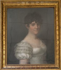 BIEDERMEIER-DAMEPORTRAIT JUNGE FRRAU IM WEIßEM KLEID