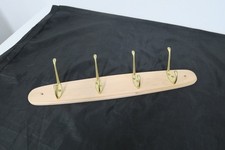 Garderobenleiste Hakenleiste Kleiderhaken Holz -4  Haken - Goldfarben