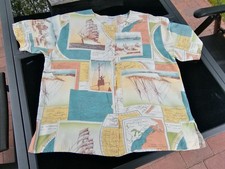 lecomte 80er True Vintage Hemdbluse Bluse Hemd Viscose pastell Seefahrt XL 44