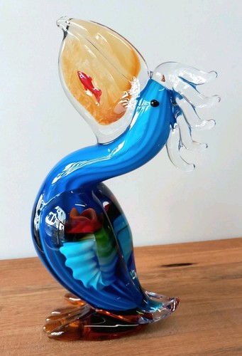 Glasfigur pelikan skulptur - pelikan,