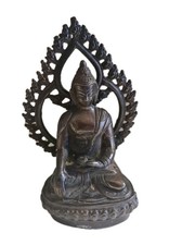 Vintage Bronze Buddha Statue Metall Lotus Blume Nepal Antik 15 Cm Skulptur 426g