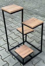 2.Wahl B-Ware Blumentreppe Metall Schwarz Holz 75 cm 96355 Pflanzentreppe Modern