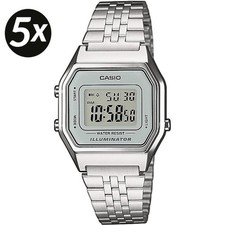 5x CASIO VINTAGE Chronograph LA680WEA-7EF Quarz Digital Silber B-WARE