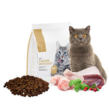 Getreidefreies Trockenfutter für Katzen Katzenfutter 2kg Huhn mit Ente 1 CAT
